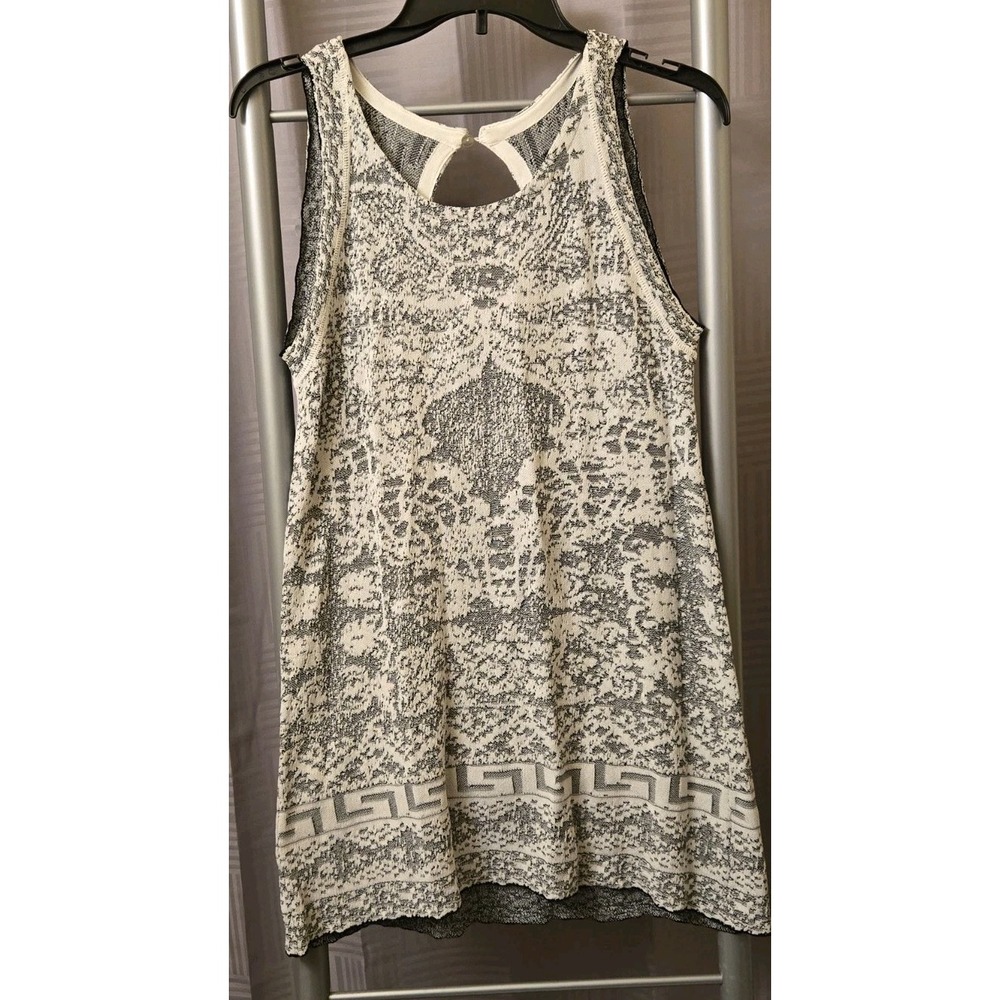 Curio New York Dress Women Small Abstract Gray White Tank Mini Sleeveless